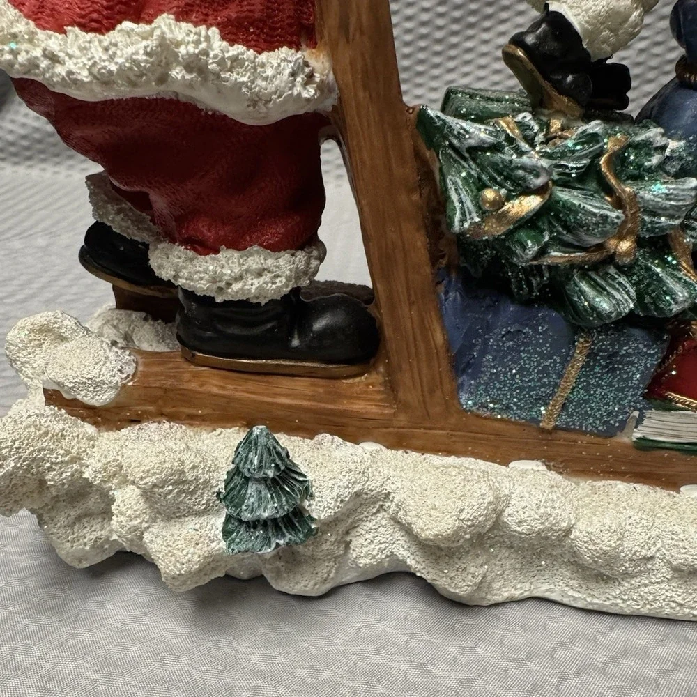 Vintage Santas Collection #99990 Santa and 2 Snowmen on a Sleigh Resin EUC